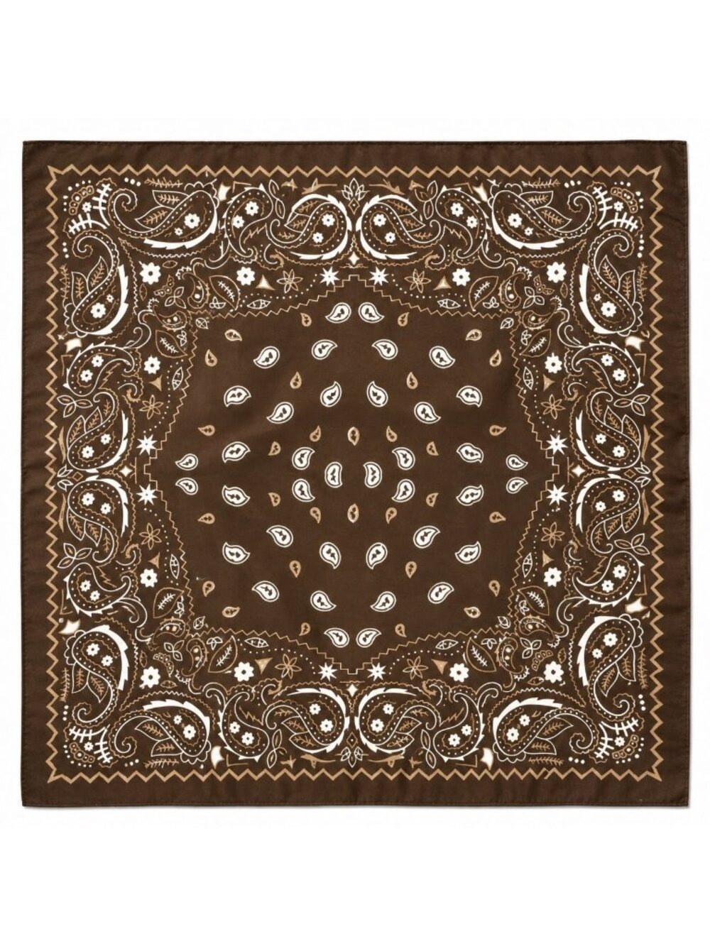 Brown Cream Paisley Wild Rag Scarf 27x27 Satin Western Cowgirl Cowboy Bandana